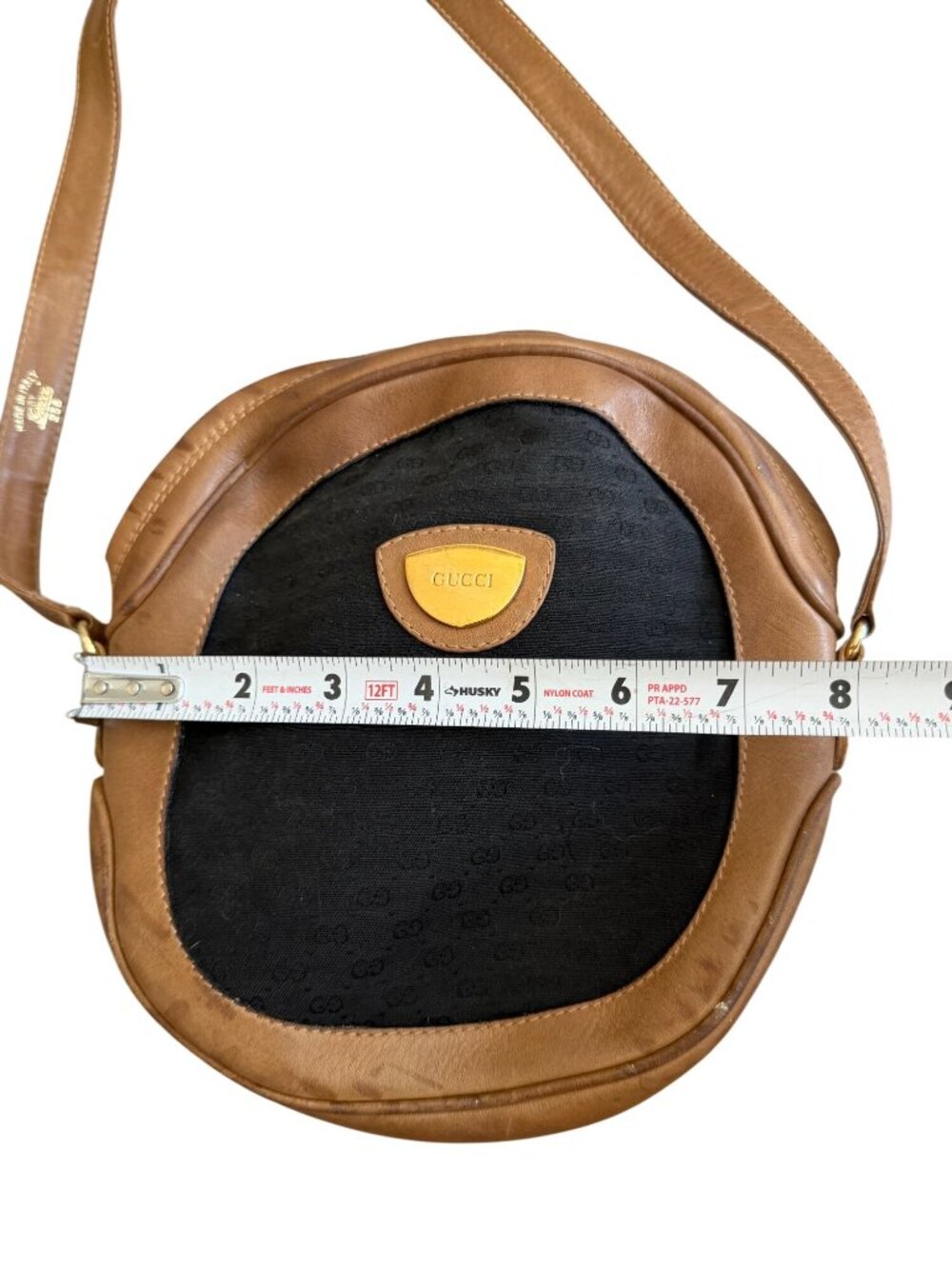 GUCCI Vintage Black Brown Leather Circle Crossbody Bag - Picture 2 of 16